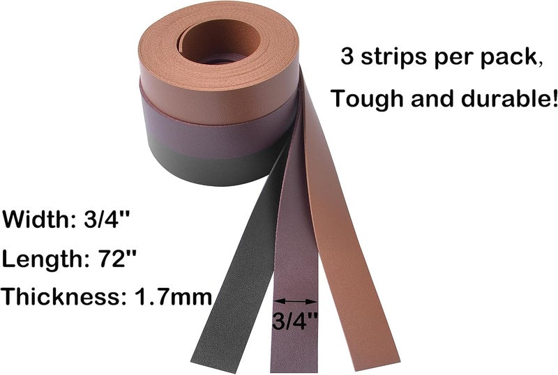 Wento 3/4''x72'' Double Sided Faux Leather Strips Double Color Leather Straps Vegan Leather Faux Leather Fabric Strips 3 Color Mixed - Image 5